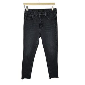 Aritzia Denim Forum Jeans Womens 29x24.5‎ Cropped Skinny Black Stretch Frayed